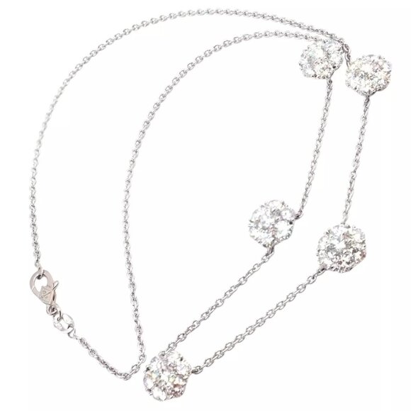 Van Cleef & Arpels Platinum Diamond Five Flower Fleurette Necklace Paper - Picture 1 of 13